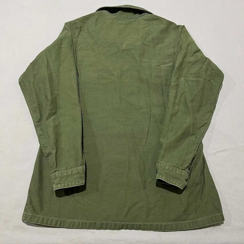 Vintage US Army OG-107 Olive Green Long Sleeve Flap Pockets Utility Shirt